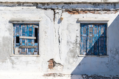 Closed door of old greek island building