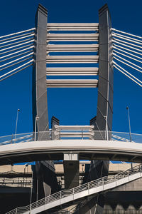 Low angle view of suspension bridge