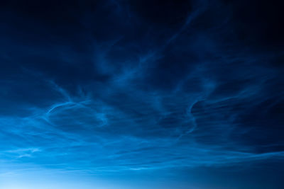 Low angle view of blue sky at night