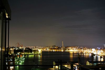 Illuminated cityscape at night