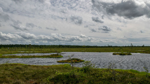 Scenic view of lake against sky