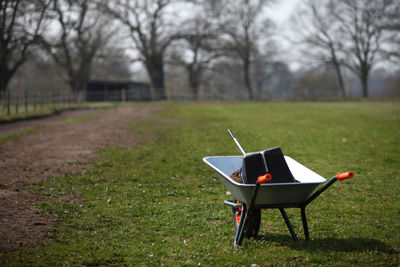 Empty chair in park