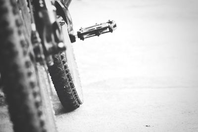 Close-up of tire against sky