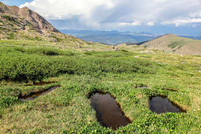 Scenic view of lake against sky