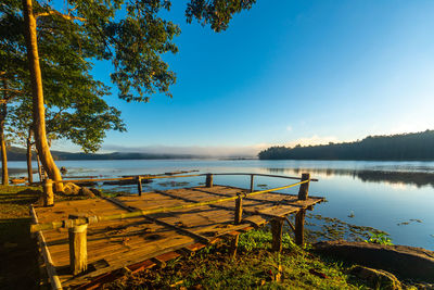 Scenic view of lake against sky