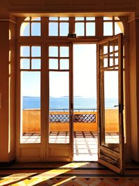 Buildings seen through window