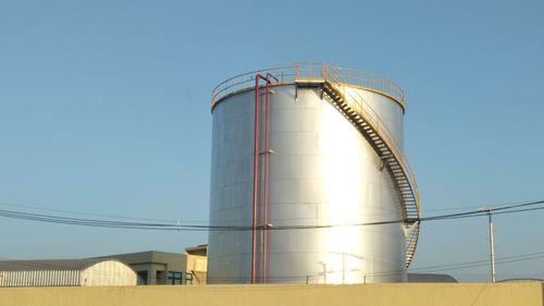 Low angle view of building against clear sky