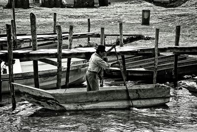 Woman standing in river