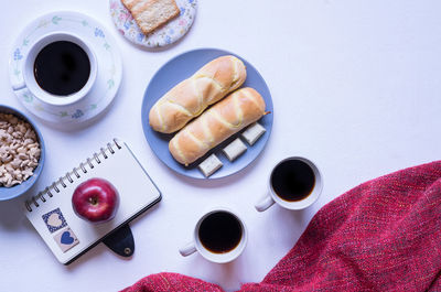Directly above shot of breakfast on table