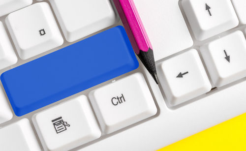 High angle view of computer keyboard