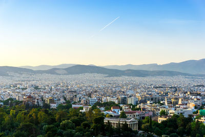 Cityscape against clear sky