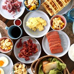 High angle view of food on table