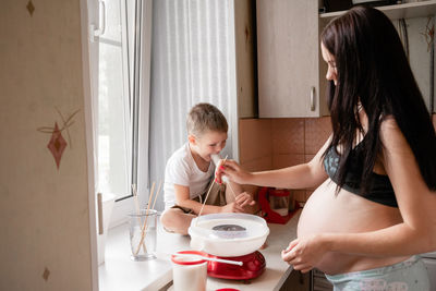 Mother and daughter at home