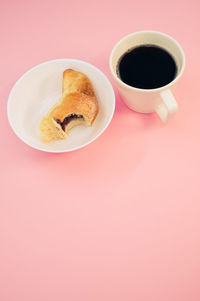 High angle view of breakfast on table