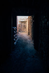Narrow alley in old tunnel
