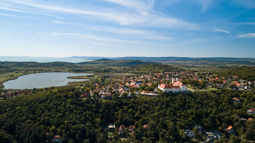 Hungary - tihany peninsula from drone view