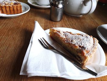 High angle view of breakfast on table