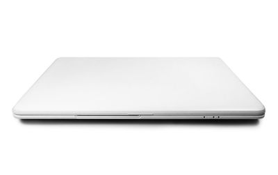 Close-up of laptop on white background