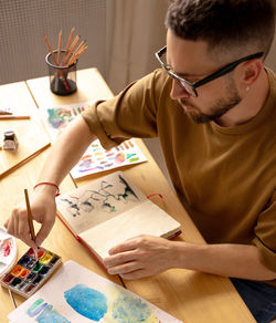 Man working at table