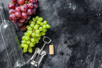 High angle view of grapes in container