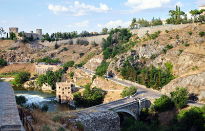 High angle view of buildings in city