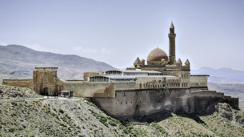 Exterior of historic building against sky