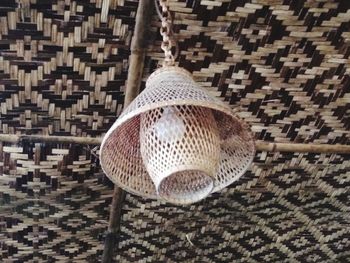 High angle view of electric lamp hanging on floor