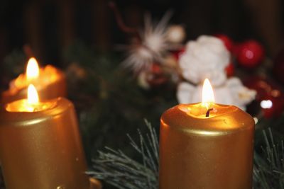 Close-up of burning candle