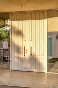 Closed door of building