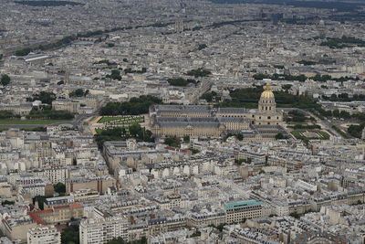 High angle view of city buildings