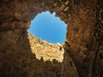 Low angle view of ruins of cave