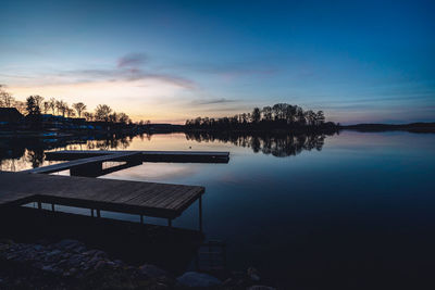 Scenic view of lake against sky at sunset