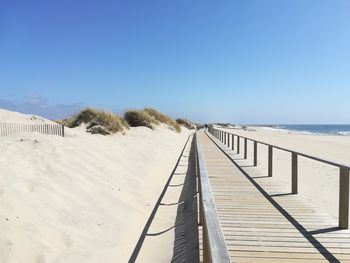 Scenic view of sea against clear sky during winter