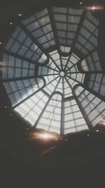 Low angle view of illuminated ceiling