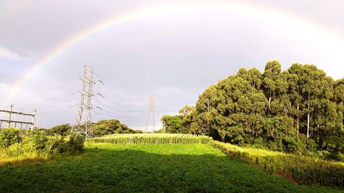 Scenic view of rainbow against sky