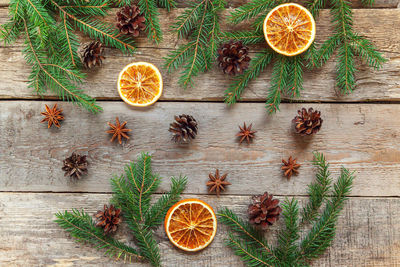 High angle view of fruits on table