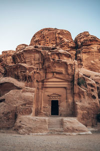 Low angle view of rock formations