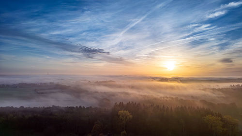 Scenic view of landscape against sky during sunset