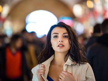 Portrait of woman in city