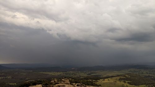 Scenic view of landscape against cloudy sky