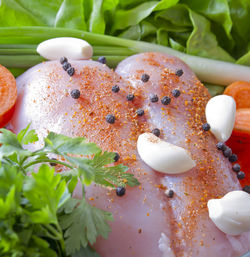 High angle view of breakfast on plate