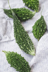 High angle view of vegetables on table