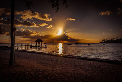 Scenic view of sunset over sea