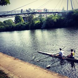 Man fishing in river