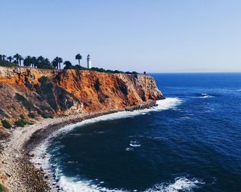 Scenic view of sea against clear sky