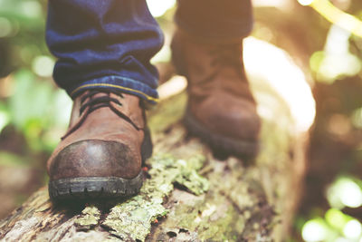 Low section of man wearing shoes