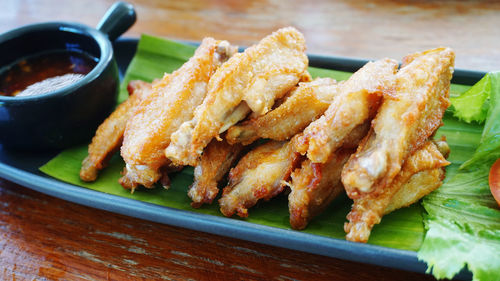 Close-up of served food in plate