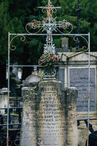 View of cross on cemetery