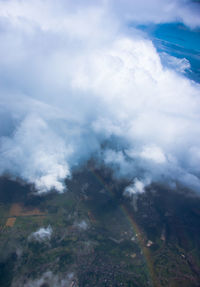 Aerial view of landscape against cloudy sky