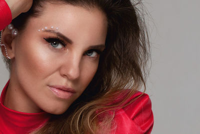 Close-up portrait of beautiful young woman